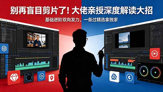 （18384期）别再盲目剪片了！大佬亲授深度解读大招，基础进阶双向发力，一条过精选拿独家-玩备项目资源网