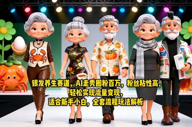 银发养生赛道，AI走秀圈粉百万，粉丝粘性高，轻松实现流量变现，适合新手小白，全套流程玩法解析-玩备项目资源网