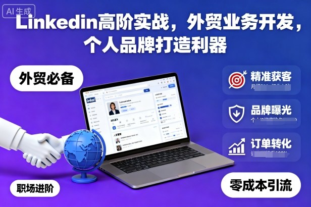 Linkedin高阶实战，外贸业务开发，个人品牌打造利器-玩备项目资源网