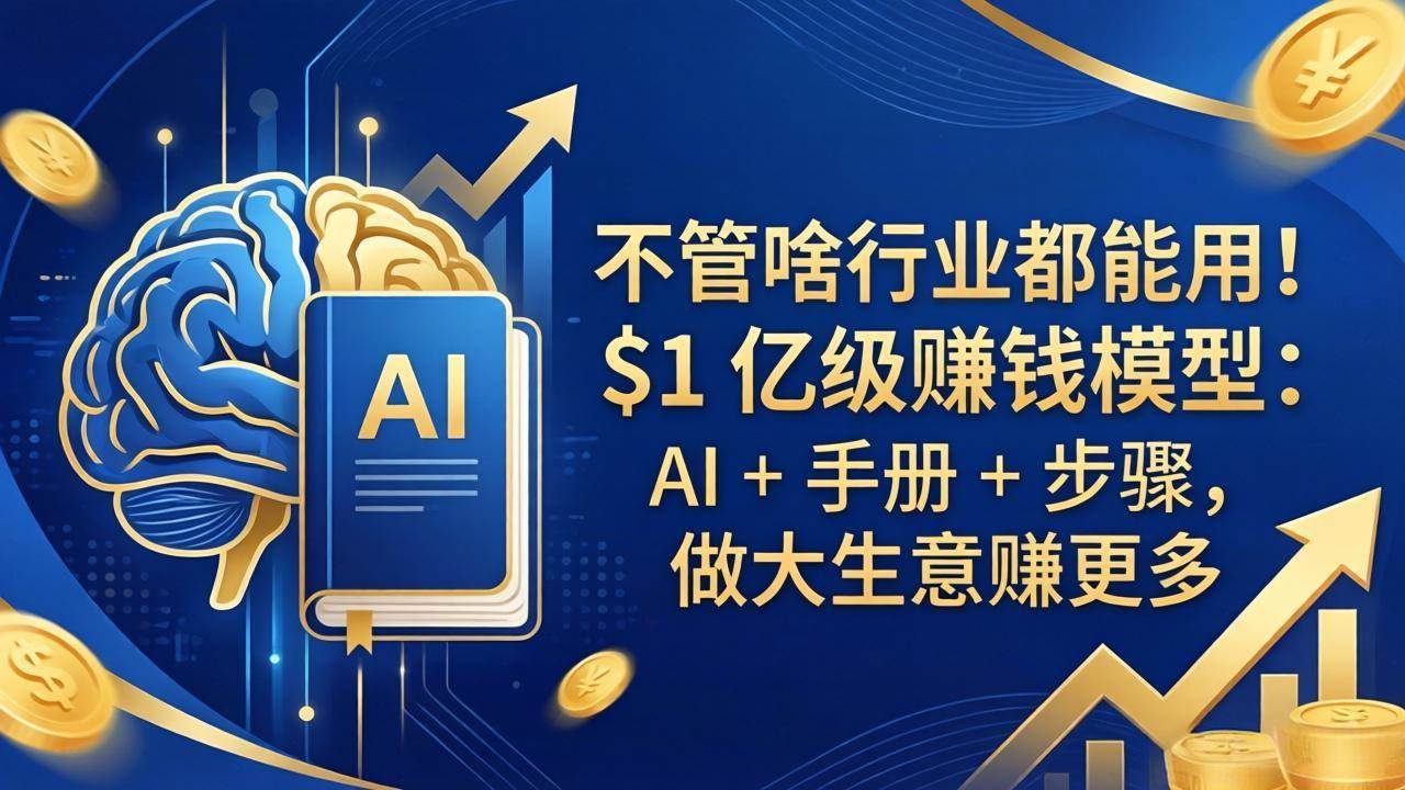 （18055期）不管啥行业都能用！$1 亿级赚钱模型：AI + 手册 + 步骤，做大生意赚更多-玩备项目资源网
