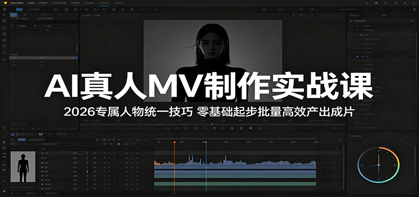 AI真人MV制作实战课：2026专属人物统一技巧，零基础起步批量高效产出成片-玩备项目资源网