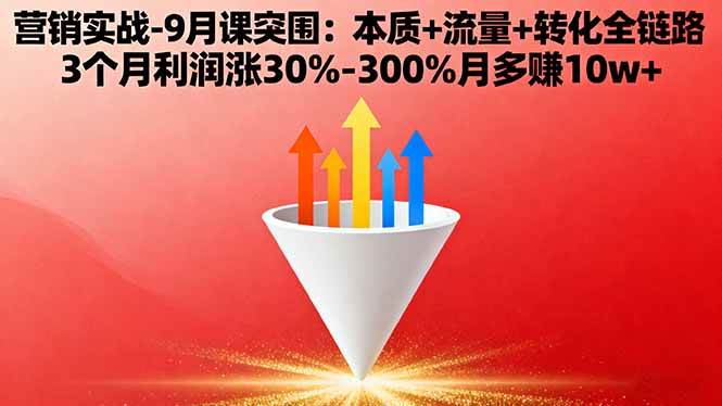 （16152期）营销实战-9月突围课:本质+流量+转化全链路 3个月利润涨30%-300%月多赚10w+-玩备项目资源网