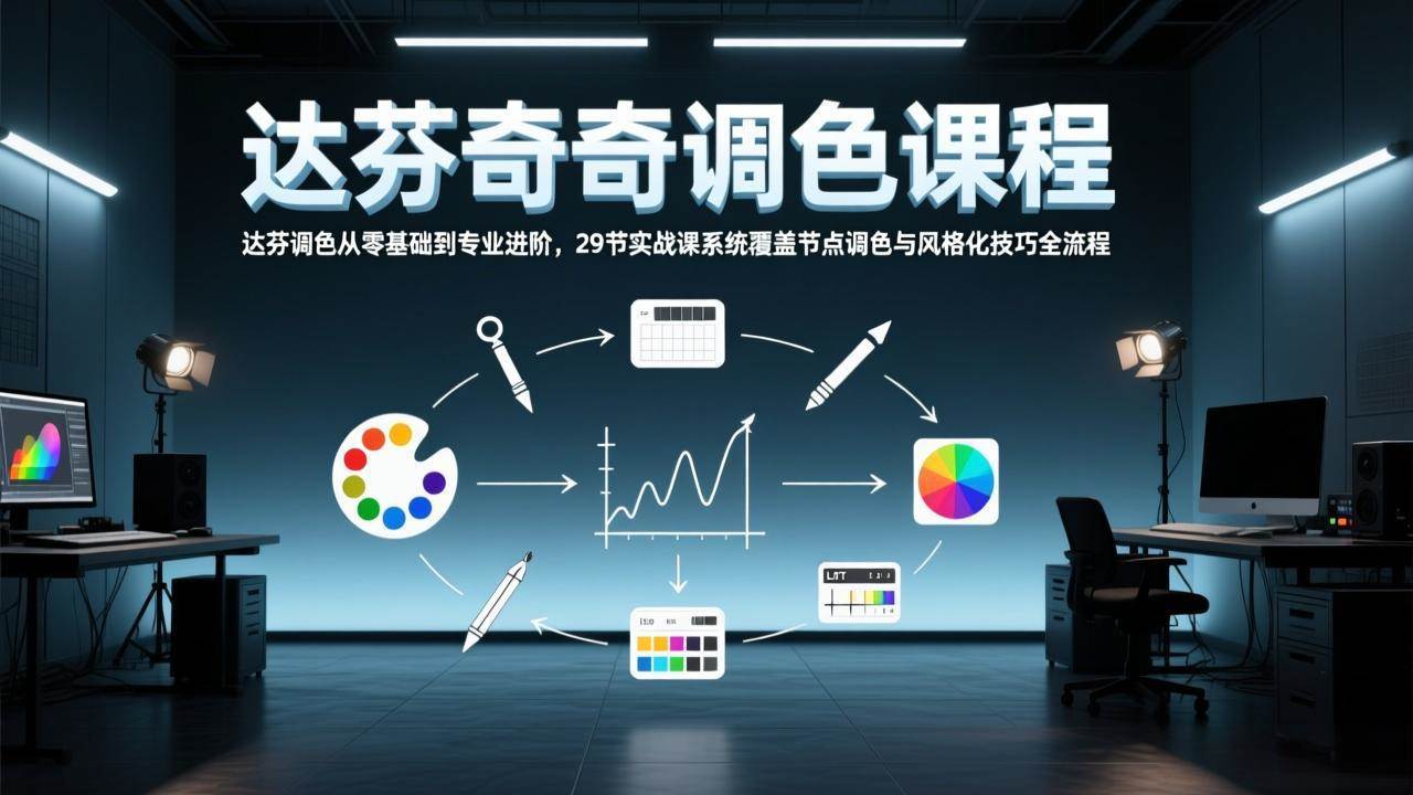 （17484期）达芬奇调色从零基础到专业进阶，29节实战课系统覆盖节点调色与风格化技巧全流程-玩备项目资源网