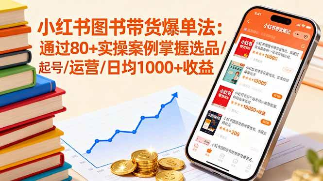 （16015期）小红书图书带货爆单法：通过80+实操案例掌握选品/起号/运营/日均1000+收益-玩备项目资源网