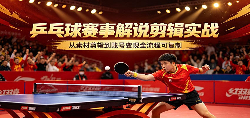 乒乓球赛事解说剪辑实战，从素材剪辑到账号变现全流程可复制-玩备项目资源网