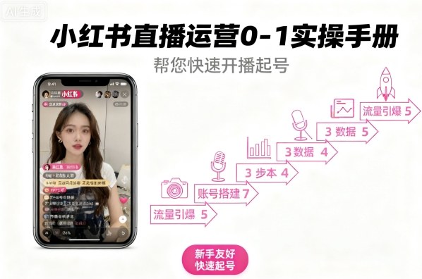 小红书直播运营0-1实操手册，帮您快速开播起号-玩备项目资源网