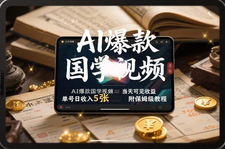 AI爆款国学视频，独家起号方法，小白直接上手，当天可见收益，单号日收入5张+附保姆级教程-玩备项目资源网