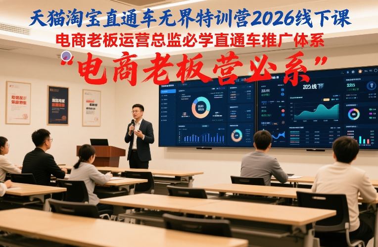 天猫淘宝直通车无界特训营2026线下课，电商老板运营总监必学直通车推广体系-玩备项目资源网