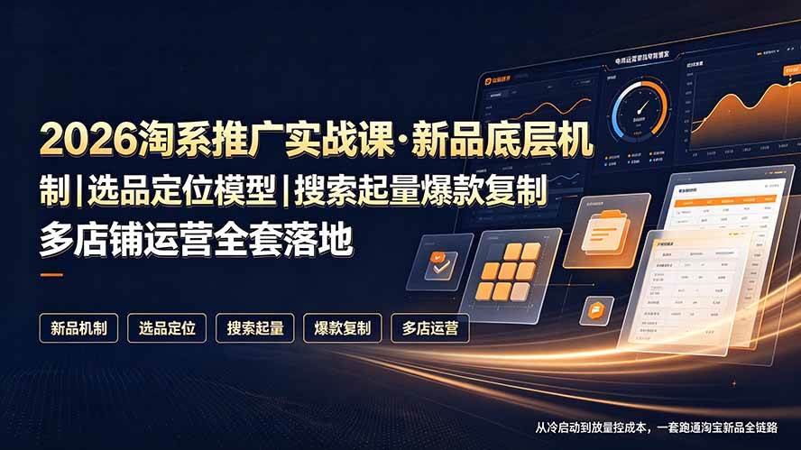 (19272期)2026淘系推广实战课·新品底层机制|选品定位模型|搜索起量爆款复制多店铺运营全套落地教程-玩备项目资源网