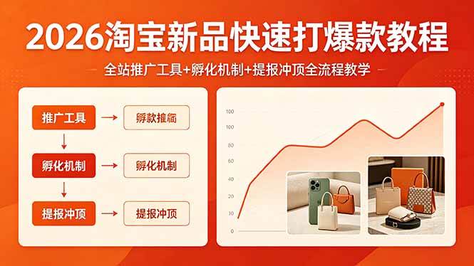 （18422期） 2026淘宝新品快速打爆款教程，全站推广工具+孵化机制+提报冲顶全流程教学-玩备项目资源网