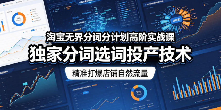 淘宝无界分词分计划高阶实战课，独家分词选词投产技术，精准打爆店铺自然流量-玩备项目资源网