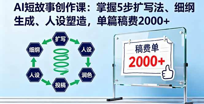 （16203期）AI短故事创作课：掌握5步扩写法、细纲生成、人设塑造，单篇稿费2000+-玩备项目资源网