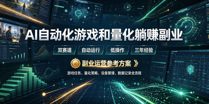 AI自动化游戏和量化躺賺副业:日入几张,稳定运行三年的项目!【揭秘】-玩备项目资源网
