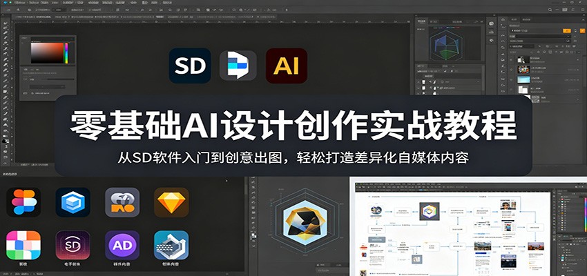 零基础AI设计创作实战教程：从SD软件入门到创意出图，轻松打造差异化自媒体内容-玩备项目资源网