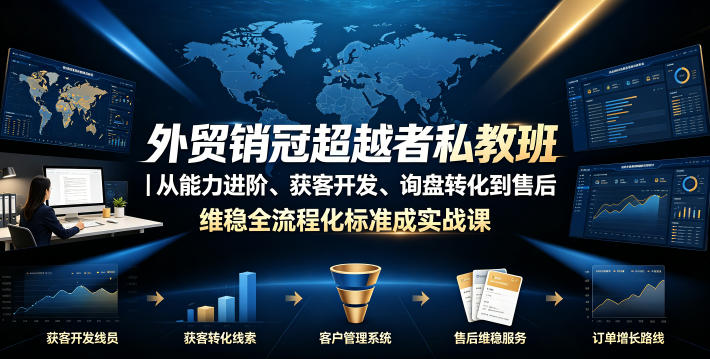 外贸销冠超越者私教班|从能力进阶、获客开发、询盘转化到售后维稳全流程标准化成交实战课-玩备项目资源网