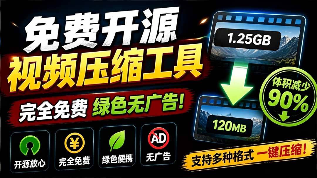（19495期）Github开源视频压缩瘦身工具，轻松压缩90%，并保持画质清晰，完全免费绿色无广告！VideoSlim-玩备项目资源网