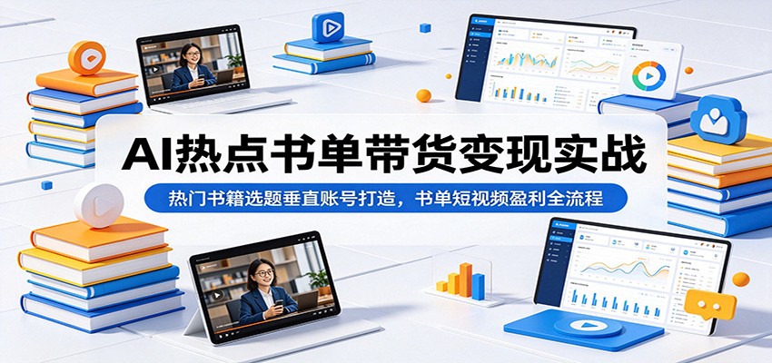AI热点书单带货变现实战:热门书籍选题垂直账号打造,书单短视频盈利全流程-玩备项目资源网