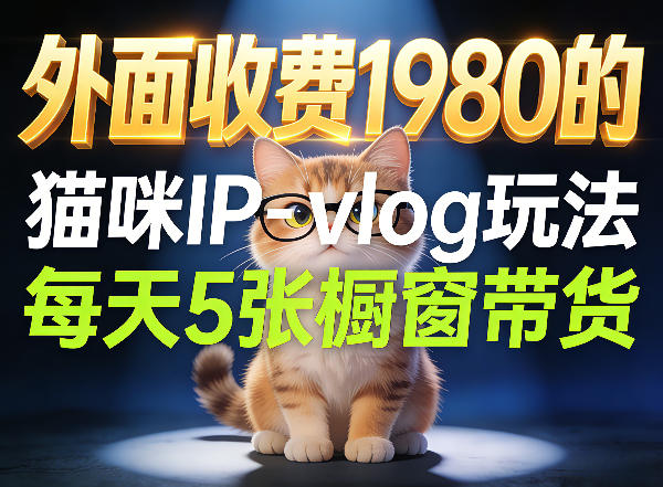 宠物赛道猫咪IP-vlog玩法，26条视频涨粉29W，每天5张橱窗带货拆解-玩备项目资源网