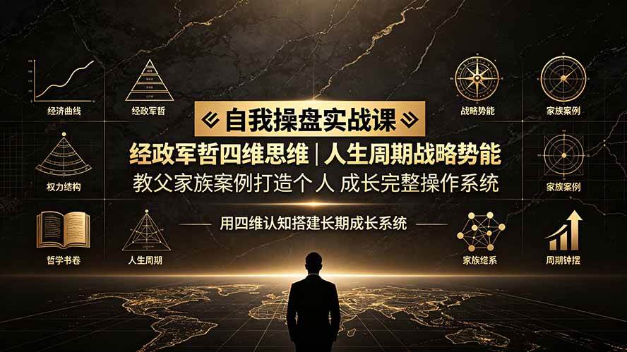 （19398期）自我操盘实战课：经政军哲四维思维｜人生周期战略势能｜教父家族案例打造个人成长完整操作系统-玩备项目资源网