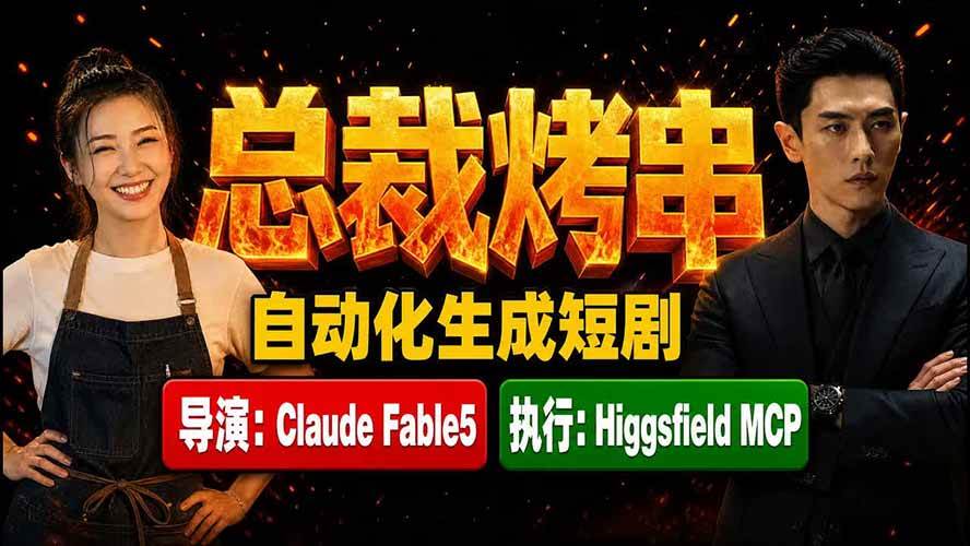 (19541期)《总裁烤串》真人短剧全自动诞生!Claude Fable5 当导演,Higgsfield MCP 执行!-玩备项目资源网