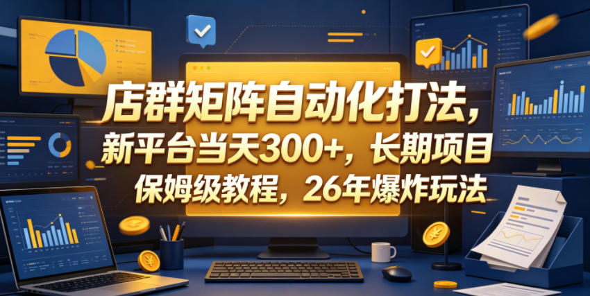 店群矩阵自动化打法,新平台当天300+,长期项目,保姆级教程,26年爆炸玩法【揭秘】-玩备项目资源网