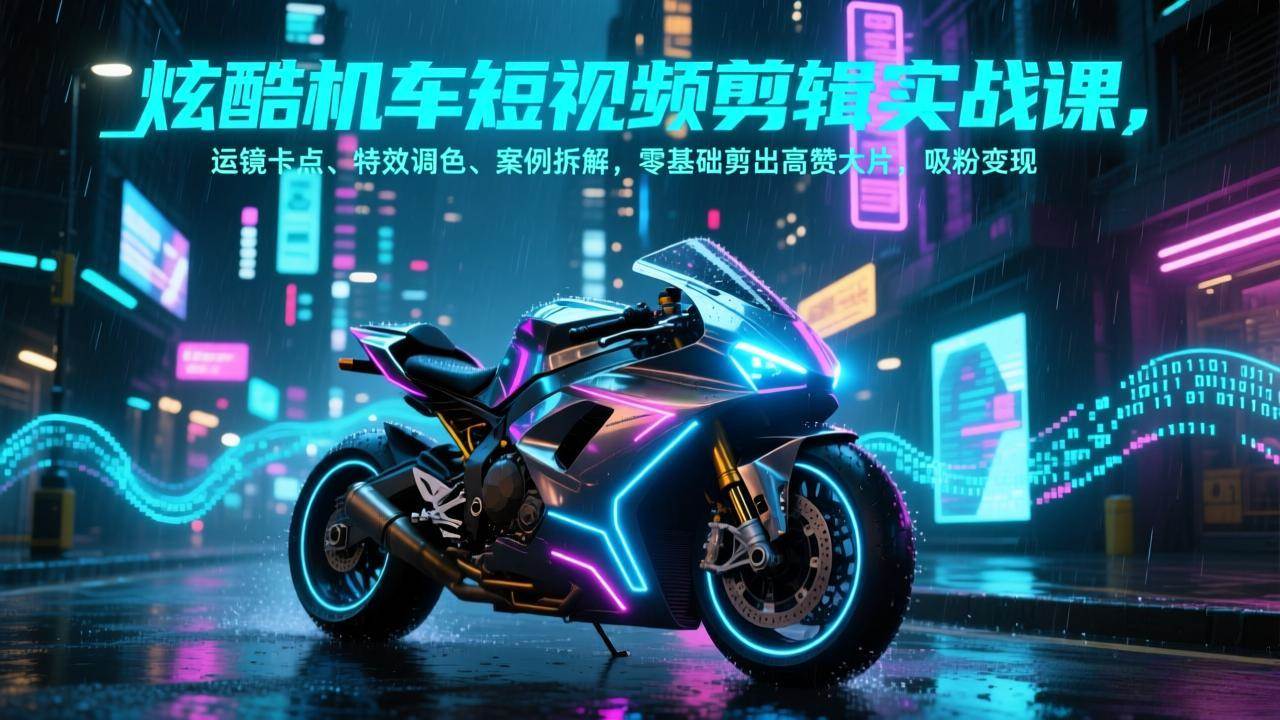 (17304期)炫酷机车短视频剪辑实战课,运镜卡点、特效调色、案例拆解,零基础剪出高赞大片,吸粉变现-玩备项目资源网