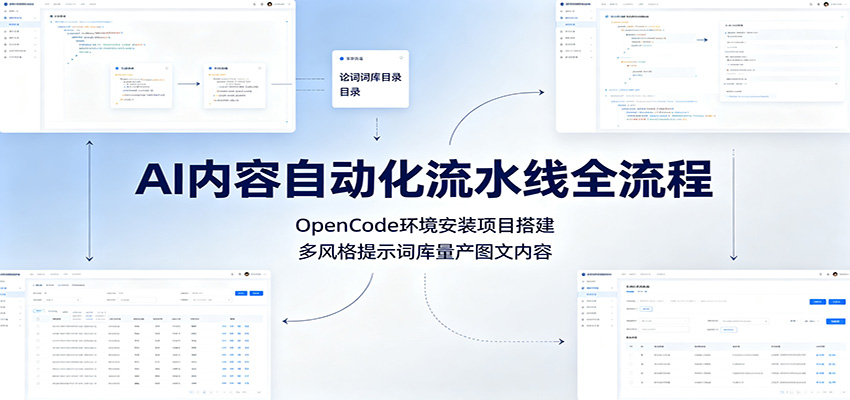 AI内容自动化流水线全流程：OpenCode环境安装项目搭建，多风格提示词库量产图文内容-玩备项目资源网