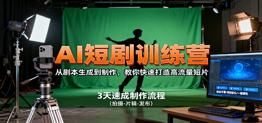 AI短剧训练营，从剧本生成到制作，教你快速打造高流量短片-玩备项目资源网
