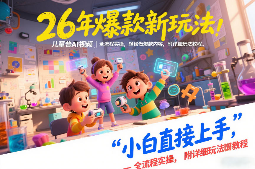 26年爆款新玩法，儿童科普AI视频，全流程实操，轻松做爆款内容，小白直接上手，附详细玩法教程-玩备项目资源网