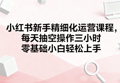 小红书新手精细化运营课程，每天抽空操作三小时，零基础小白轻松上手-玩备项目资源网