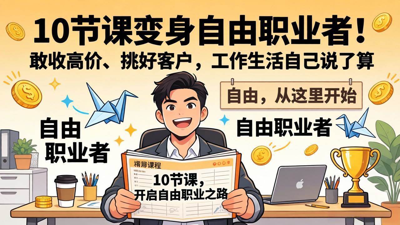 （17663期）10 节课变身自由职业者！敢收高价、挑好客户，工作生活自己说了算-玩备项目资源网