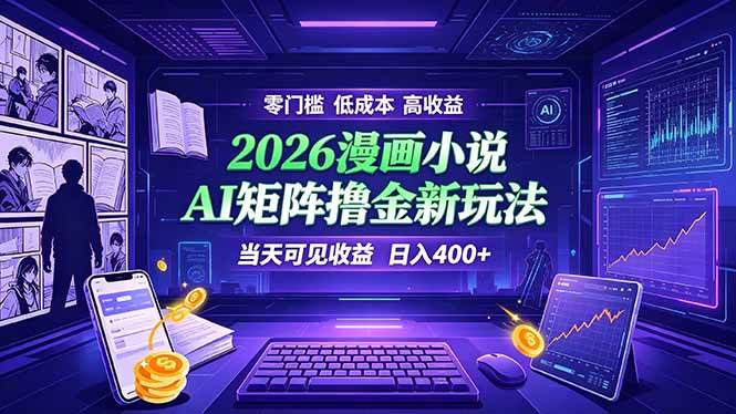 (19219期)爆款小说漫画大阅读 ai矩阵操作 当天可见收益 日入400+ 零门槛 高收益-玩备项目资源网
