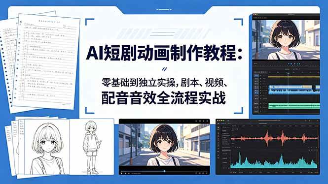 （18351期）AI短剧动画制作教程：零基础到独立实操，剧本、视频、配音音效全流程实战-玩备项目资源网