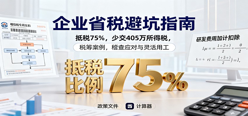 企业省税避坑指南：抵税75%，少交405万所得税，税筹案例，稽查应对与灵活用工-玩备项目资源网