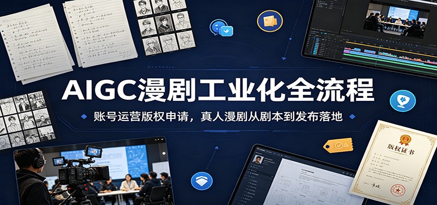 AIGC漫剧工业化全流程:账号运营版权申请,真人漫剧从剧本到发布落地-玩备项目资源网