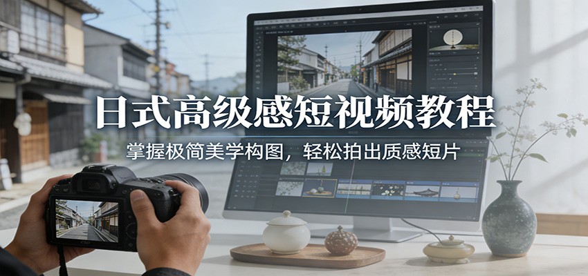 日式高级感短视频教程：掌握极简美学构图，轻松拍出质感短片-玩备项目资源网