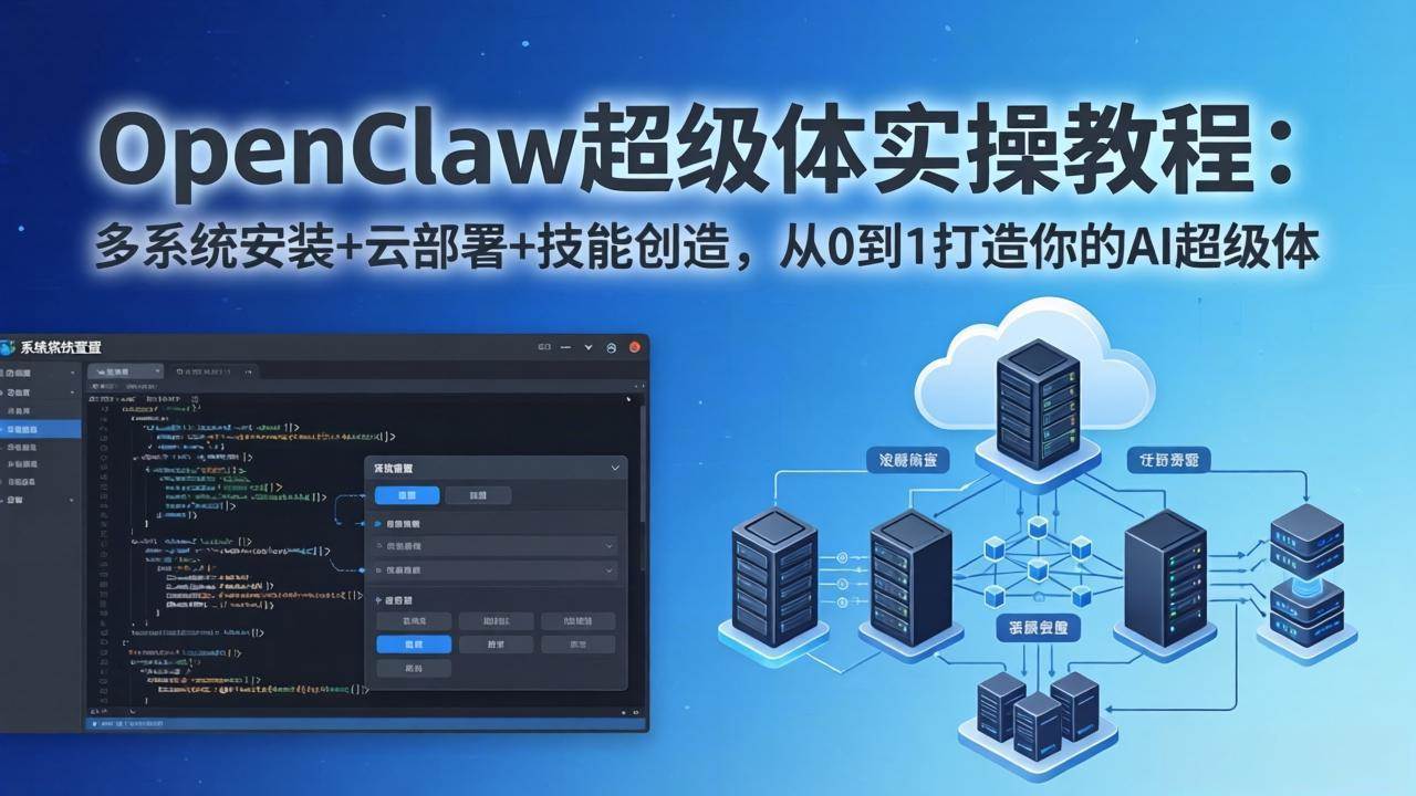 （17603期）OpenClaw-小龙虾 超级体实操教程：多系统安装+云部署+技能创造，从0到1打造你的AI超级体-玩备项目资源网