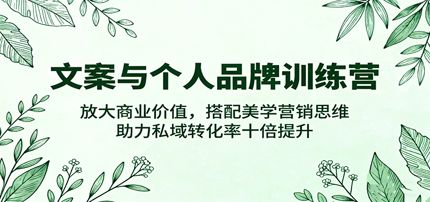 文案与个人品牌训练营，放大商业价值，搭配美学营销思维，助力私域转化率十倍提升-玩备项目资源网