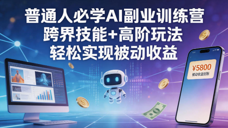 普通人必学AI副业训练营跨界技能+高阶玩法轻松实现被动收益-玩备项目资源网