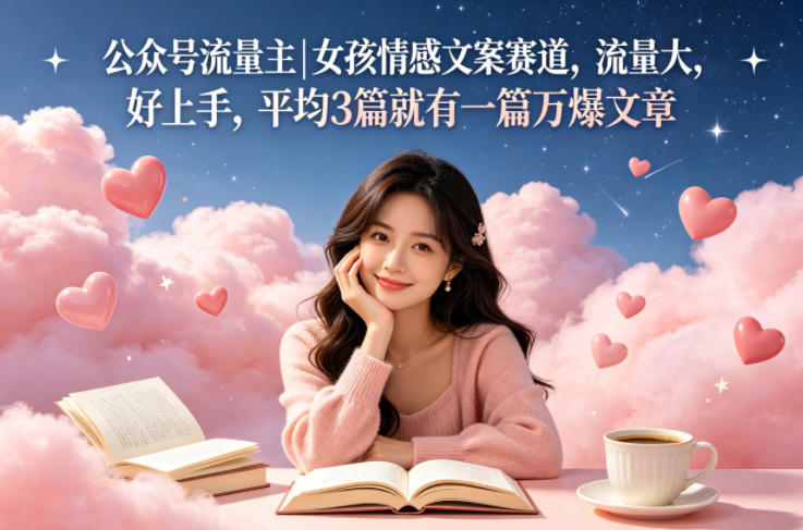 公众号流量主女孩情感文案赛道，流量大，好上手，平均3篇就有一篇万爆文章-玩备项目资源网