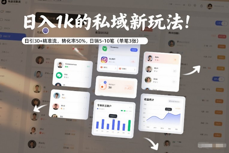 日入1k的私域新玩法:日引30+精准流,转化率50%,日销5-10笔(单笔3张)-玩备项目资源网