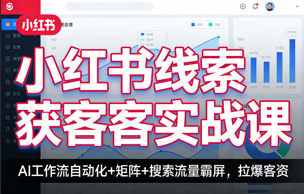 小红书线索获客实战课，AI工作流自动化+矩阵+搜索流量霸屏，拉爆客资-玩备项目资源网