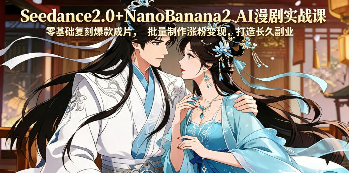 Seedance2.0+NanoBanana2 AI漫剧实战课，零基础复刻爆款成片涨粉变现，打造长久副业收益-玩备项目资源网