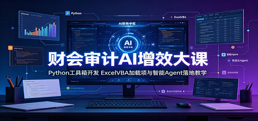 财会审计AI增效大课:Python工具箱开发,ExcelVBA加载项与智能Agent落地教学-玩备项目资源网
