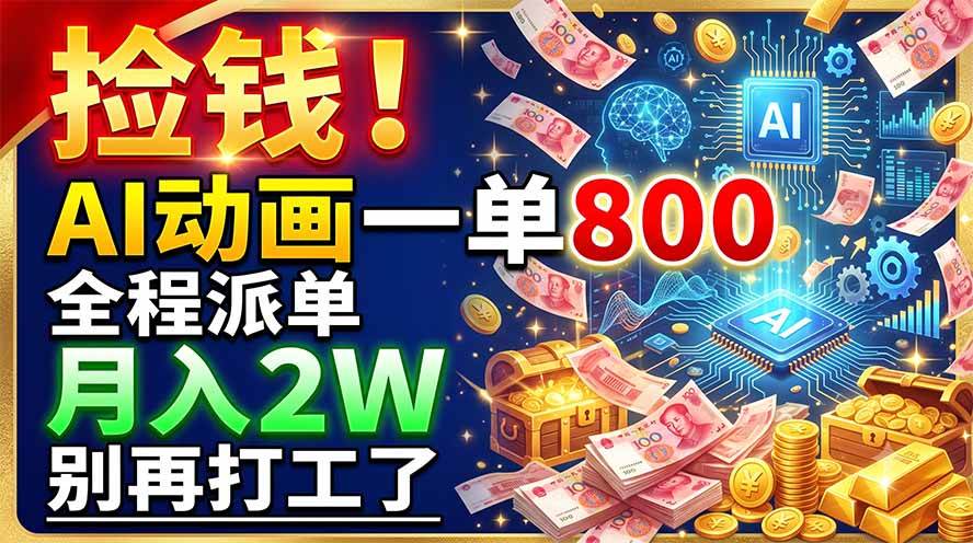 (19330期)捡钱!AI动画一单800,全程派单,月入2W,别再打工了-玩备项目资源网