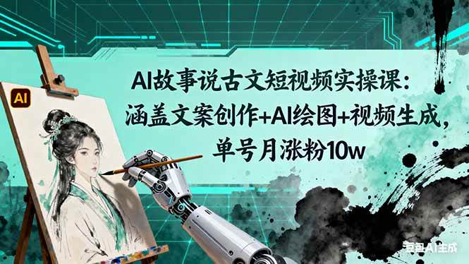 （16369期）AI故事说古文短视频实操课：涵盖文案创作+AI绘图+视频生成，单号月涨粉10w-玩备项目资源网