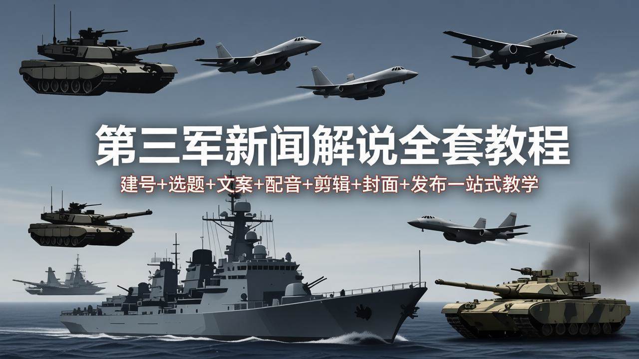 （18081期）第三军迷新闻解说全套教程：建号+选题+文案+配音+剪辑+封面+发布一站式教学-玩备项目资源网