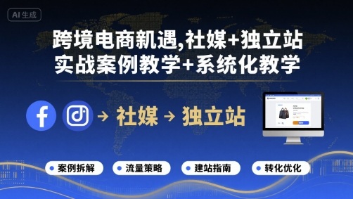 跨境电商新机遇，社媒+独立站，实战案例教学+系统化教学-玩备项目资源网