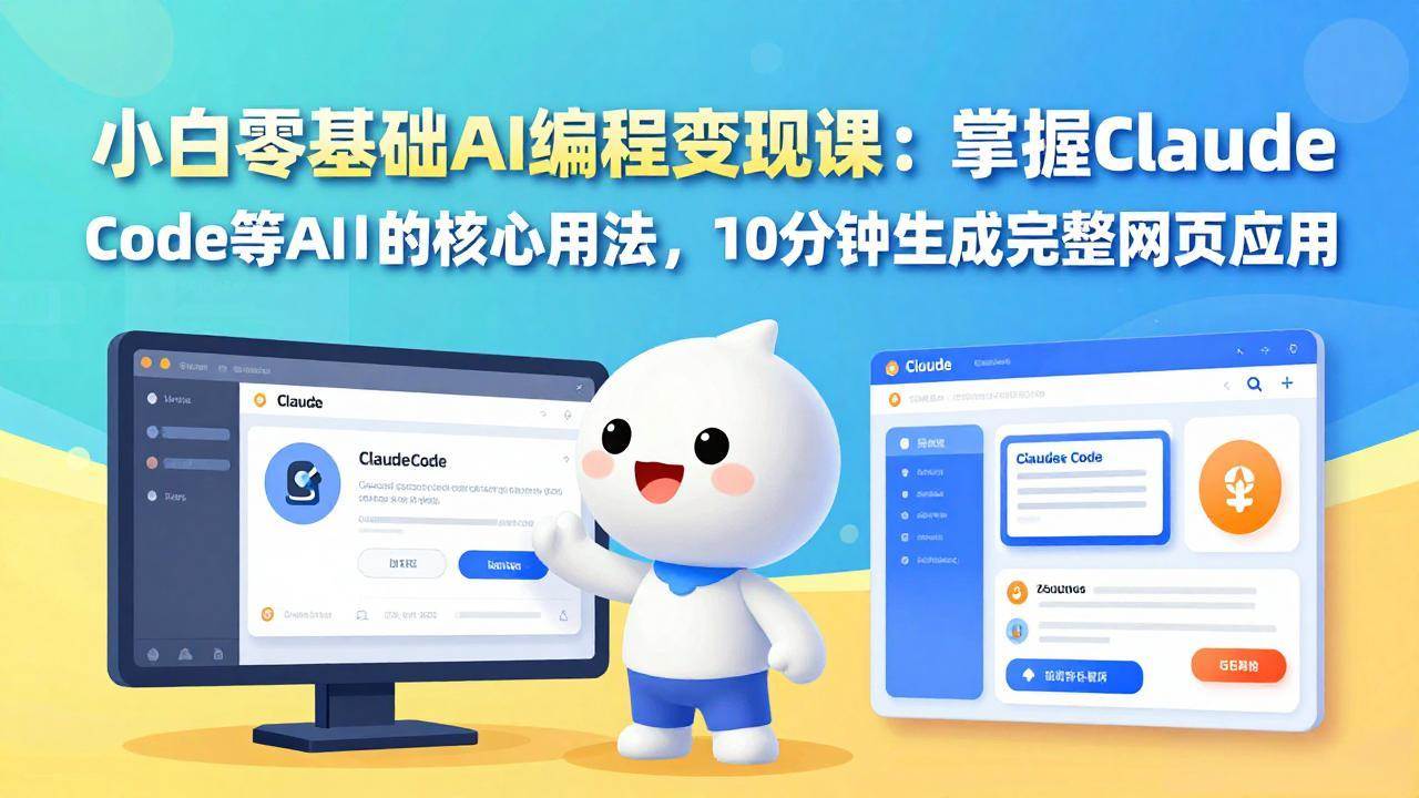 （17562期）小白零基础AI编程变现课：掌握Claude Code等AI工具的核心用法，10分钟生成完整网页应用-玩备项目资源网