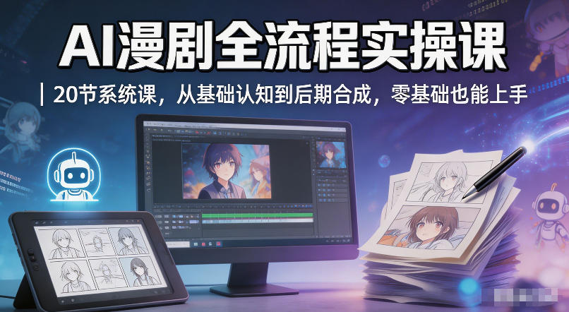 AI漫剧全流程实操课｜20节系统课，从基础认知到后期合成，零基础也能上手-玩备项目资源网